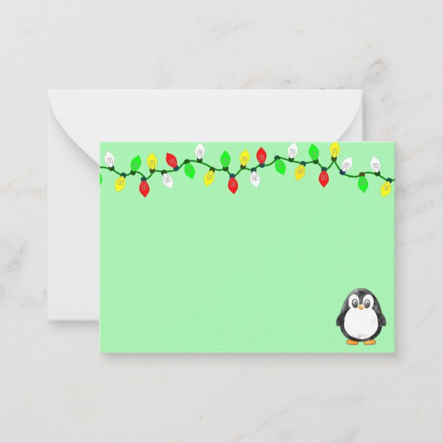 Tarjeta Pequeña Cute Penguin Cartoon Blank Custom Christmas (Anverso)