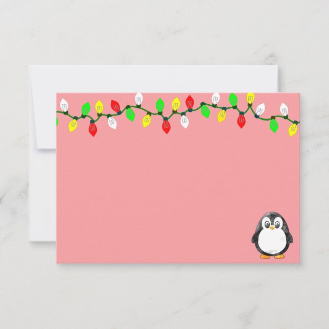 Tarjeta Pequeña Cute Penguin Cartoon Blank Custom Christmas (Anverso)