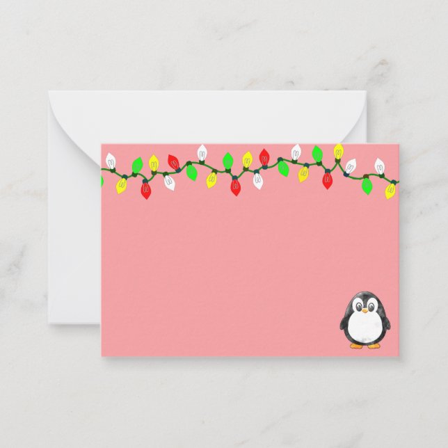 Tarjeta Pequeña Cute Penguin Cartoon Blank Custom Christmas (Anverso)