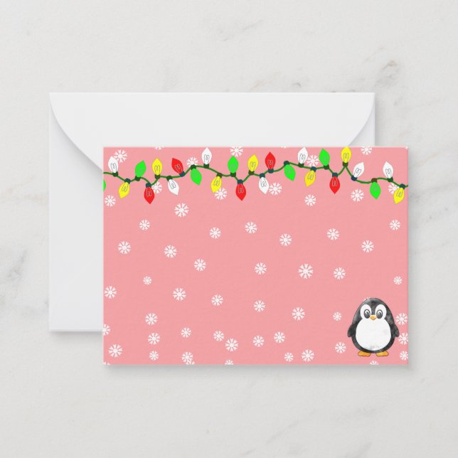 Tarjeta Pequeña Cute Penguin Cartoon Blank Custom Christmas Winter (Anverso)
