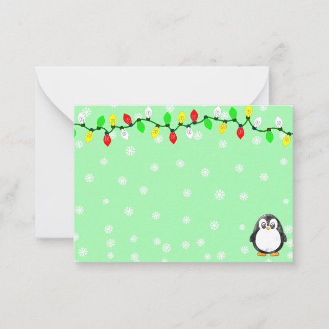 Tarjeta Pequeña Cute Penguin Cartoon Blank Custom Christmas Winter (Anverso)