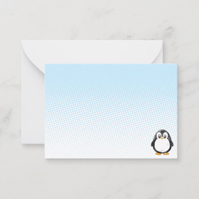 Tarjeta Pequeña Cute Penguin Drawing Blank Custom (Anverso)