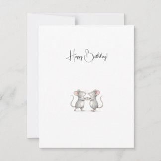 Tarjeta Pequeña Cute Personalised Happy Birthday Mice.