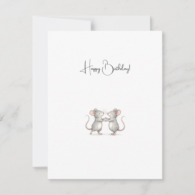 Tarjeta Pequeña Cute Personalised Happy Birthday Mice. (Anverso)