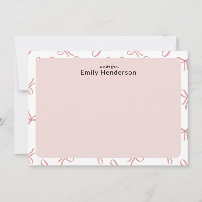 Tarjeta Pequeña Cute Pink Bow Girly Coquette Bow Frame  (Anverso)