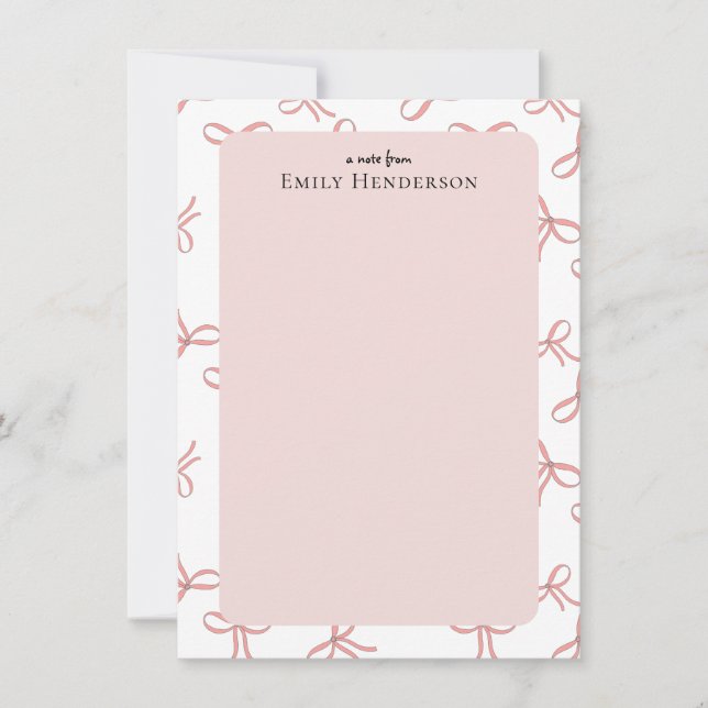 Tarjeta Pequeña Cute Pink Bow Girly Coquette Frame  (Anverso)