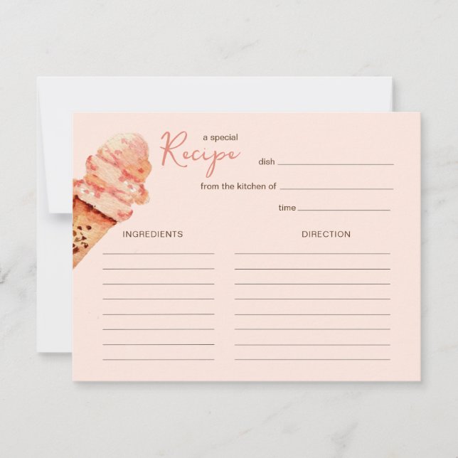 Tarjeta Pequeña Cute  Pink Ice cream party  Recipe card (Anverso)