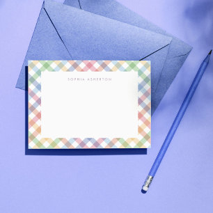Tarjeta Pequeña Cute plaid de arcoíris personalizado para niños pa