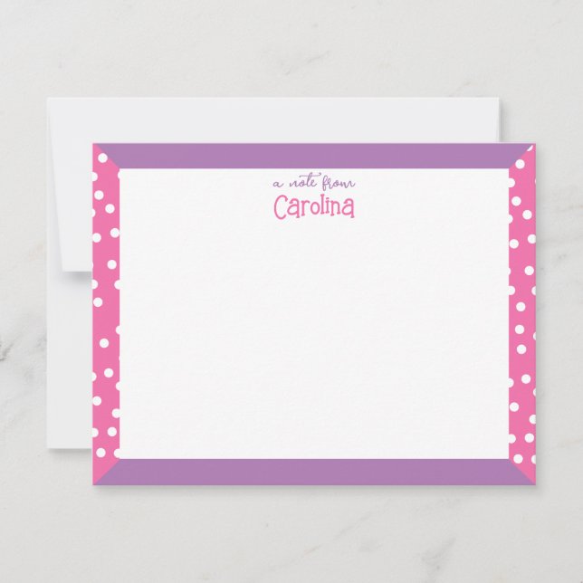 Tarjeta Pequeña Cute Polka Dots Pink Purple Frame Girly Stationery (Anverso)