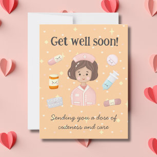 Tarjeta Pequeña Cute, ponte bien pronto Personalizado médico de Ka