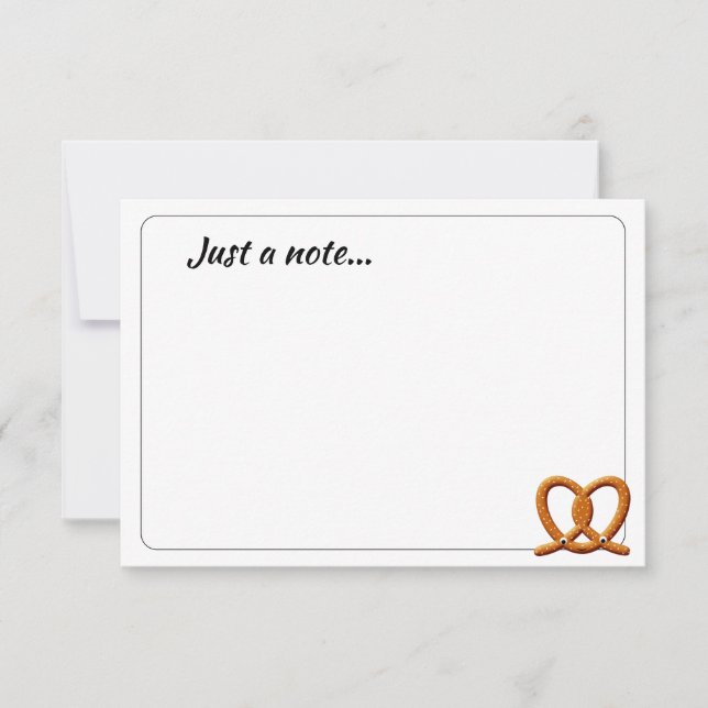 Tarjeta Pequeña Cute Pretzel Drawing Custom Just a Note (Anverso)