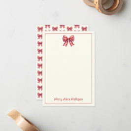 Tarjeta Pequeña Cute Red and Cream Gingham Bow