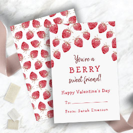 Tarjeta Pequeña Cute Red Strawberries Valentine