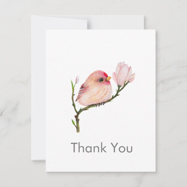 Tarjeta Pequeña Cute Redpoll Bird All Occassion Gracias Notecard (Anverso)