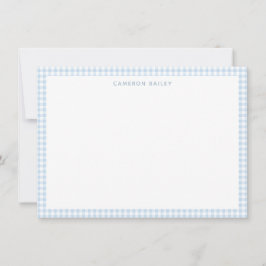 Tarjeta Pequeña Cute Retro Luz Azul Gingham Plaid Personalizado