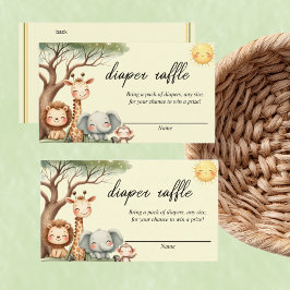 Tarjeta Pequeña Cute Safari Animals gender neutral diaper raffle 