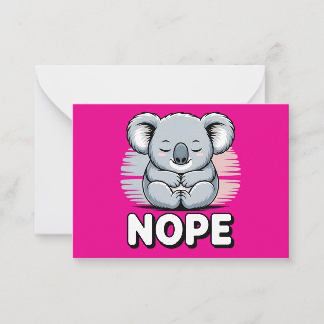 Tarjeta Pequeña Cute Sleeping Koala “Nope” Funny Cartoon (Anverso)