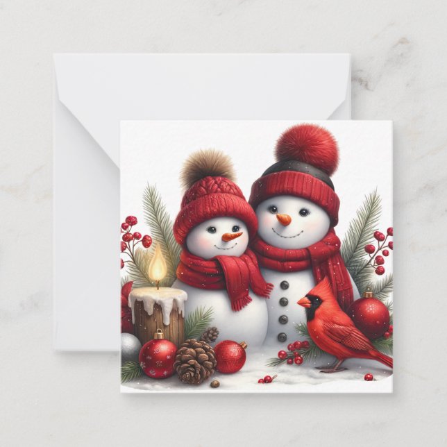 Tarjeta Pequeña Cute Snowman (Anverso)