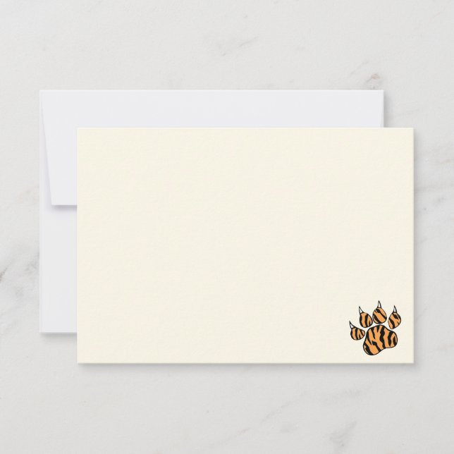 Tarjeta Pequeña Cute Tiger Paw Print Blank Cream Off White (Anverso)