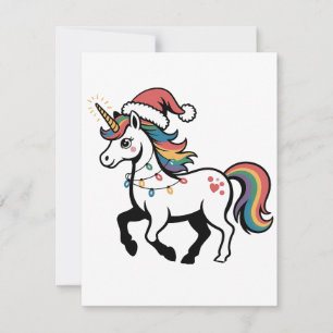 Tarjeta Pequeña Cute Unicorn Deer Reno Ciervo Luces Divertidas De