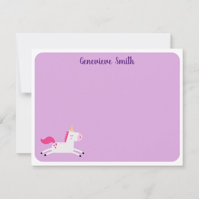 Tarjeta Pequeña Cute Unicorn Stationery (Anverso)