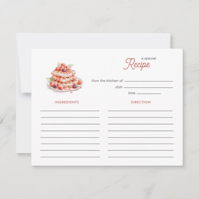 Tarjeta Pequeña Cute Waffles Bridal Shower brunch Recipe card (Anverso)