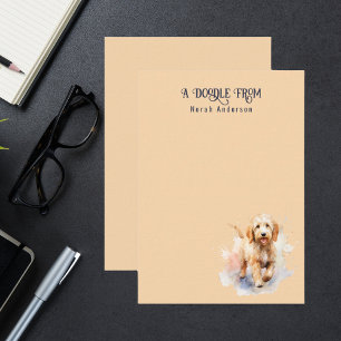Tarjeta Pequeña Cute Watecolor Goldendoodle Monogramado