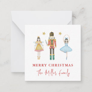 Tarjeta Pequeña Cute Watercolor Bailarinas del Cascanueces Navidad