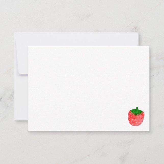 Tarjeta Pequeña Cute Watercolor Strawberry Custom Blank (Anverso)