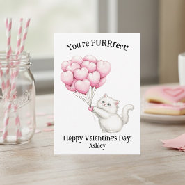 Tarjeta Pequeña Cute White Kitten You're PURRfect Kids Valentines