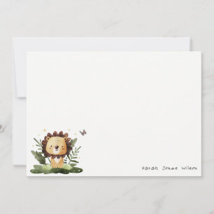 Tarjeta Pequeña Cute Wild Tropical Jungle Animal León Cumpleaños