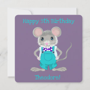 Tarjeta Pequeña Cute y elegante ratoncito cumpleaños personalizado