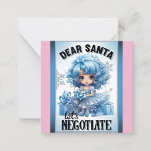 Tarjeta Pequeña Cuti Blue Querido Santa Navidad