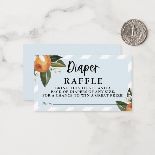 Tarjeta Pequeña Cutie Clementine Boy Diaper Raffle (Anverso/Reverso In Situ)