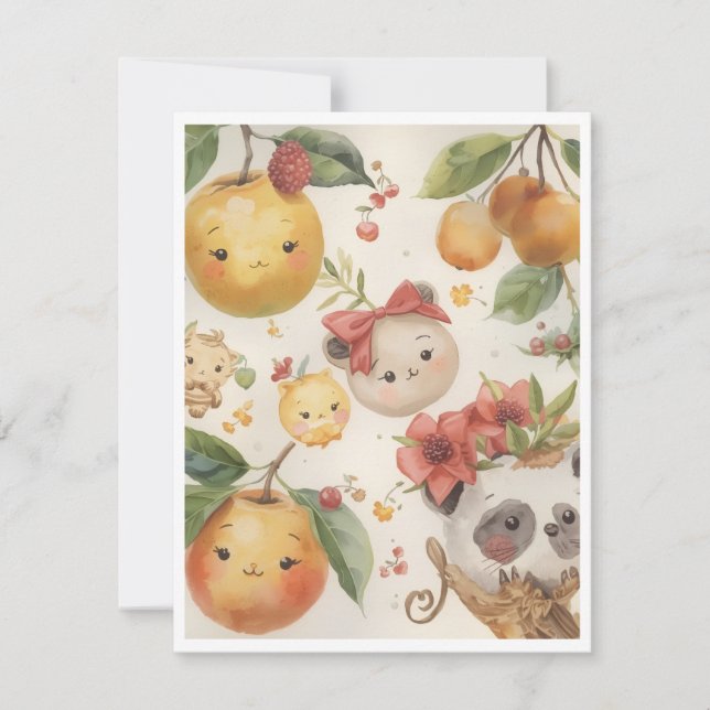 Tarjeta Pequeña Cutie Fruitie Flat Note Card (Anverso)