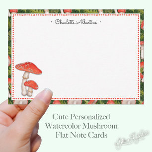 Tarjeta Pequeña Cuto color de agua personalizado hongo