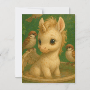 Tarjeta Pequeña Cuto, de ojos grandes, unisus de bebés, pegasus un