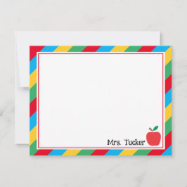 Tarjeta Pequeña Cuto maestro Apple y estacionería de franjas color