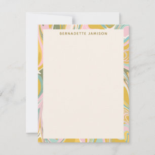Tarjeta Pequeña Cuto Resumen Marble Swirl Oro Rosa Personalizado