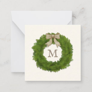 Tarjeta Pequeña Cypress Wreath Con Personalizado Rústico De Bow Mo