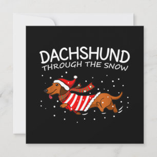 Tarjeta Pequeña Dachshund a través de la nieve divertido perro Nav