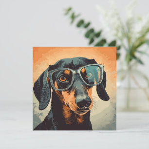 Tarjeta Pequeña Dachshund con gafas