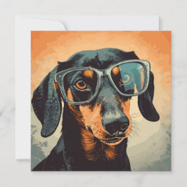 Tarjeta Pequeña Dachshund con gafas