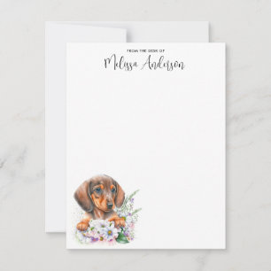 Tarjeta Pequeña Dachshund Dog Cute Puppy acuarela Personalizada