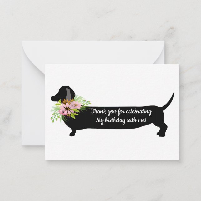 Tarjeta Pequeña Dachshund Dog Gracias Cartas (Anverso)