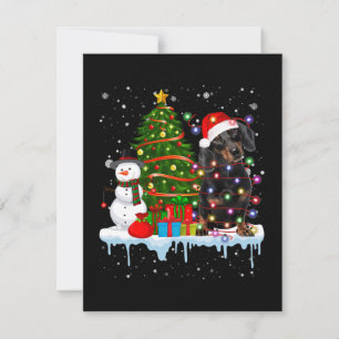 Tarjeta Pequeña Dachshund Dog Lover Santa Enluce Gorra En Nieve