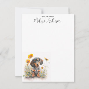 Tarjeta Pequeña Dachshund Dog Personalizado Cuppy Acuarela De Cach