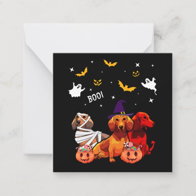 Tarjeta Pequeña Dachshund Halloween Perro Lover (Anverso)