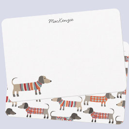 Tarjeta Pequeña Dachshund Sausage Dog Personalizado Stationery