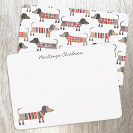 Tarjeta Pequeña Dachshund Sausage Dog Personalizado Stationery